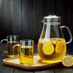 2000ML/68OZ Glass Pitchers with Lid for Hot and Cold Drinking, Heat Resistant Borosilicate Glass Pitcher for Tea, Juice, Milk, Cold Hot Beverages