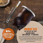 Authentic Artisan Yerba Mate Gift Set – Handmade 5.5" Natural Calabash Gourd with Leather Cover + Stainless Steel Bombilla – Traditional Argentine Kit (Gift Ready)