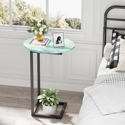 C Shaped End Side Table, Small Oval Couch Sofa Table - Image 6