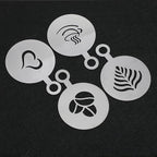 4 Pcs Stainless Coffee Stencils Latte Art,Latte Art Stencils,Lattes Stencilss with Various Patterns for Cappuccino Lattes Cake Decorating Coffee Shop and Home Use(Silver)