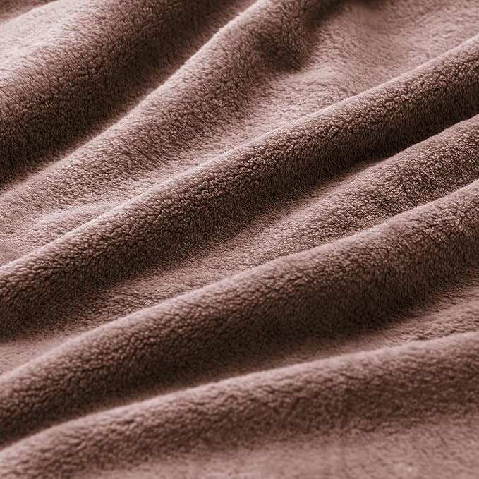 BEDELITE Fleece Blanket Soft Plush Queen Size Bed Blanket Brown 90"x90" | Ultra - Image 4