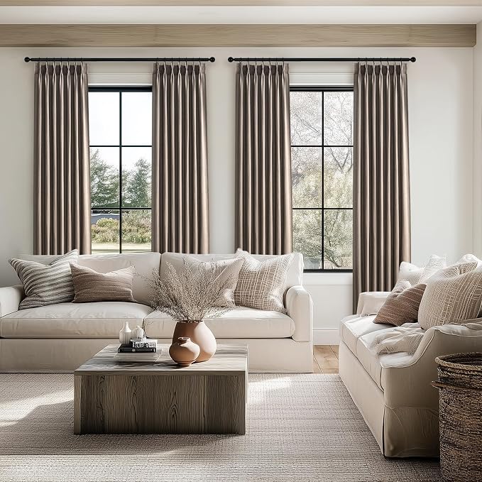 Topfinel Dark Flax Pinch Pleated Curtains 84 Inches Long - Image 5
