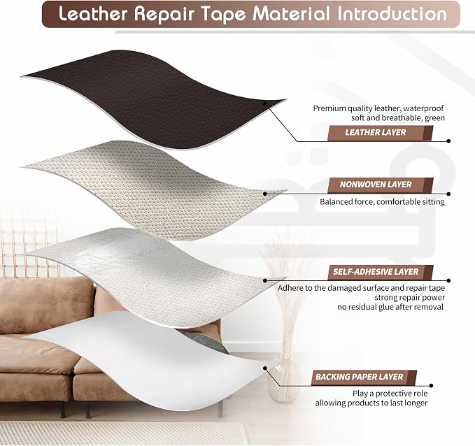 KING MOUNTAIN Leather Repair Patch, 12 x 60 Inches self Adhesive Leather Repair - Image 3