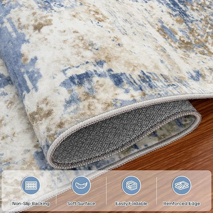 Aelenmu 5x7 Area Rugs for Living Room Bedroom Dining Room Washable Blue | Soft - Image 4