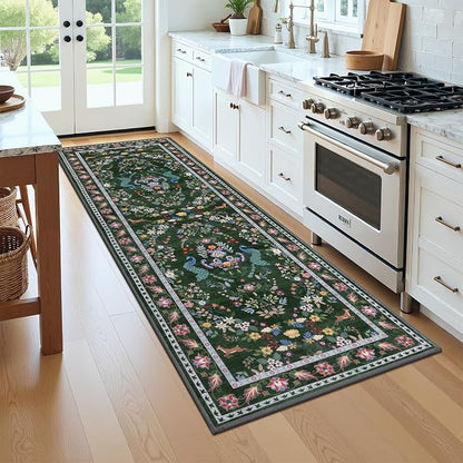 HEBE Hallway Runner Rug 2'x8', Washable Non Slip Kitchen Rug Runner | Soft Boho - Image 9