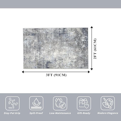2x3 Washable Non-Slip Rug – Modern Abstract Neutral Small Throw Area Rug - Image 2