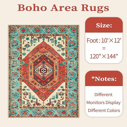 SERISSA 10x12 Washable Non Slip Boho Area Rug - Image 6