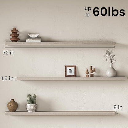 Fun Memories 72Inch Long Floating Shelves, 8 Inch Deep Shelves - Image 3