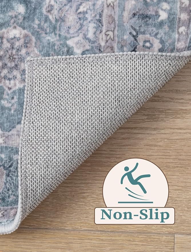 SERISSA 2x6 Washable Non Slip Floral Boho Runner Rug - Image 3