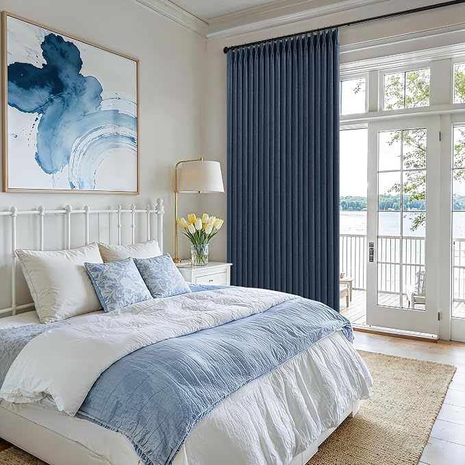 100 Inch Pinch Pleat Navy Blue 100% Blackout Curtains - Image 6