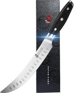 TUO Butcher Knife, 8 inch Meat Cleaver Scimitar Breaking Curved Slicing Carving Knife German HC Steel with Full Tang Pakkawood Handle, Kitchen Knife for Home and Restaurant