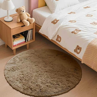 OLANLY Taupe Round Rugs for Bedroom - Image 3