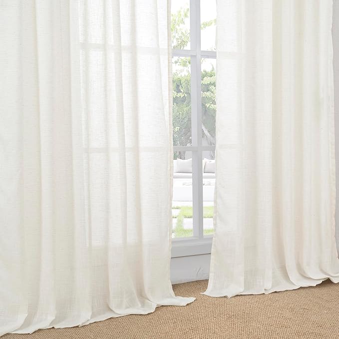BGment Linen Sheer Curtains 84 Inches Long 2 Panels Set - Image 7