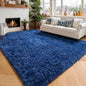 Amdrebio Navy Blue Shag Plush Area Rug 5x8 by Amdrebio
