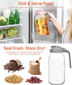 2 Quart Wide Mouth Glass Pitcher with Lid, 64oz Mason Jar Pitcher, Leak-proof Iced Tea Pitcher,Heavy Duty Container for Fridge Sweet Tea,Juice,Cold Brew Coffee,Breastmilk Storage Drinks-1PACK/Gray