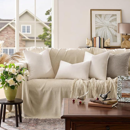 GIGIZAZA Velvet Pillow Covers 12x20 Decorative Pillows Pack of 2 Ivory | Beige - Image 2