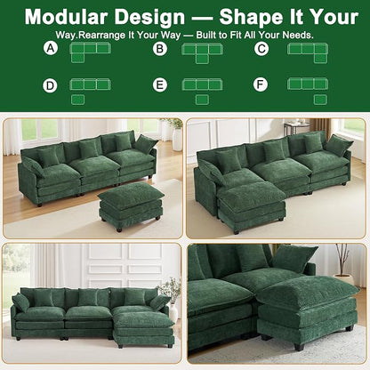 111.4" L-Shaped Cloud Chenille Sofa Sectional Couch - Image 6