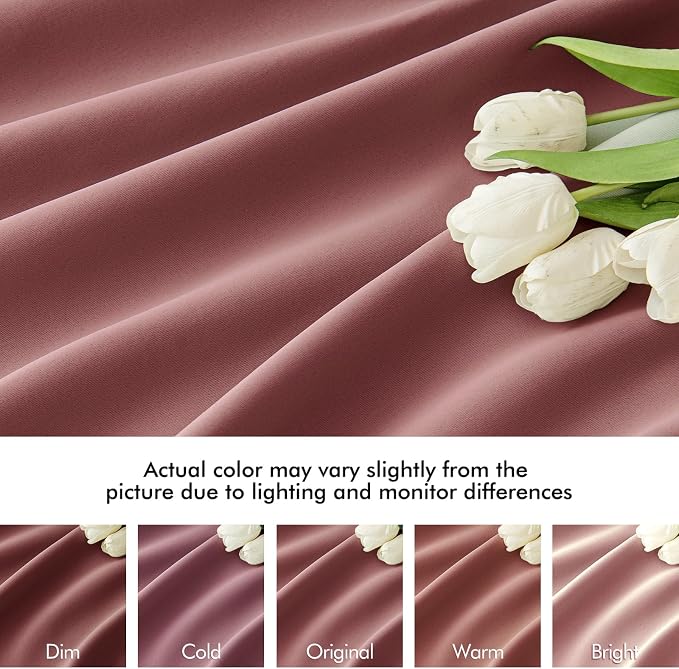 MIULEE Dusty Rose Back Tab Blackout Curtains 52x102 Inch Long 2 Panels Set | - Image 8