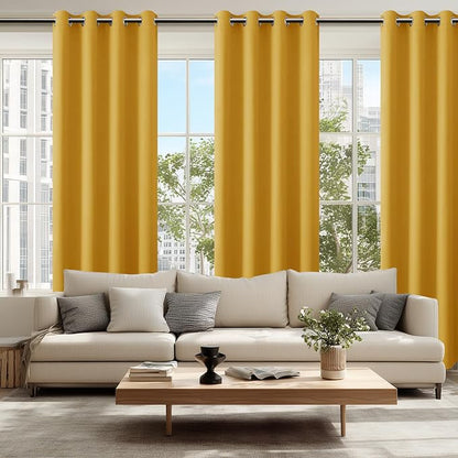 Blackout Curtains for Bedroom, 52 x 84 Inch Mustard Yellow 2 Panels | Thermal - Image 6
