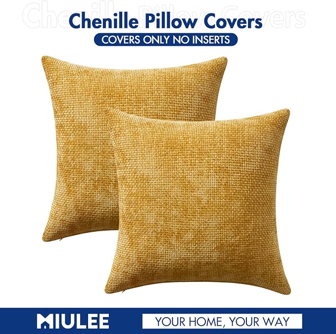 MIULEE Decorative Couch Throw Pillow Covers 16x16 in Mustard Yellow 2 Pack | - Image 7