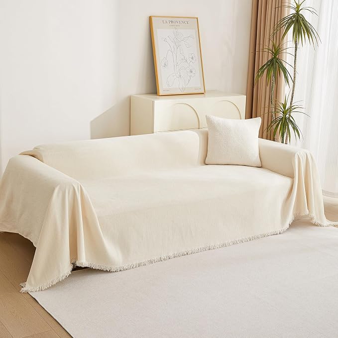 MYSKY HOME Boho Couch Cover Beige Sofa Covers - Image 8