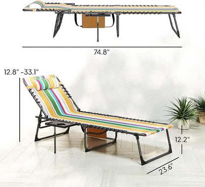 Outsunny Folding Chaise Lounge Chair Outdoor Tanning Chair - Image 3
