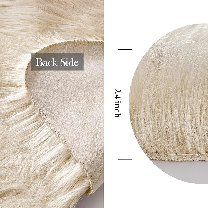 MIULEE Fluffy Area Rug 2x6 ft Faux Fur Sheepskin Rug - Image 2