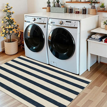 Blue and White Striped Entry Rug - Image 9