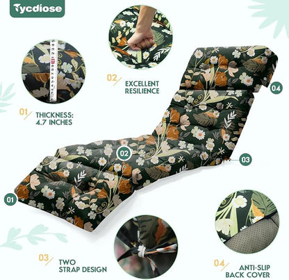 Outdoor Chaise Lounge Chair Cushion Waterproof 74.4 x 22 x 4.7 Inches Memory - Image 5