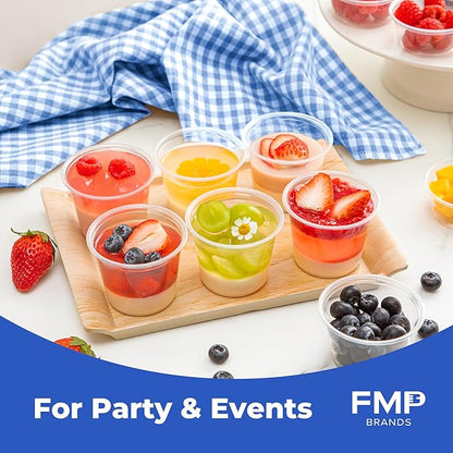 Fit Meal Prep 250 Pack 2 oz BPA Free Condiment Cups No Lids, Disposable Jello Shots Containers, Small Dipping Sauce Cups, Plastic Ramekins in Bulk, Stackable Souffle Cups for Sample, Portioning