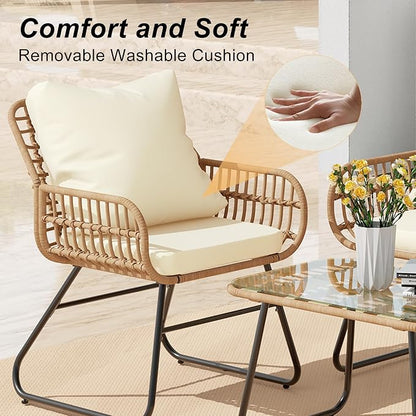 LEX CRAFT 4-Piece Wicker Outdoor Patio Furniture Set - Image 3