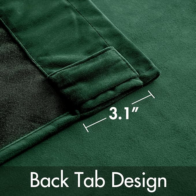 MIULEE Velvet Curtains 52x96 inches 2 Panels Hunter Green Blackout Curtains | - Image 3