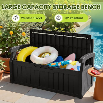 Greesum 80 Gallon Outdoor Storage Bench, Weather-Resistant Deck Box, Patio - Image 6