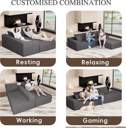 96" L Shaped Modular Sectional Sofa, Boneless Cloud Couch - Image 4