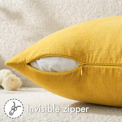 MIULEE Yellow Chenille Couch Throw Pillow Covers, 18x18 | Set of 2, Soft - Image 7