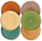 Mora Ceramic Helix Swirl Dinner Plates Set of 6, 10in Modern Spiral Porcelain Dish Dinnerware for Kitchen, Serving & Restaurants - Dishwasher, Microwave, Freezer, Oven Safe Dishware - Earth Colors