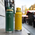 IDEUS Insulated Stainless Steel Water Bottle with 2 Leak-Proof Lids, Thermal Water Flask for Hiking Biking, 40oz, Green