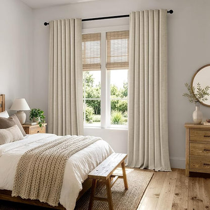 MIULEE 100% Blackout Linen Curtains 42 x 72 Inch Cobblestone 2 Panels | Thermal - Image 8