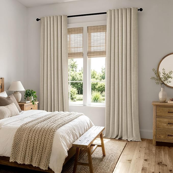 MIULEE 100% Blackout Linen Curtains 42 x 84 Inch Cobblestone 2 Panels | Thermal - Image 8
