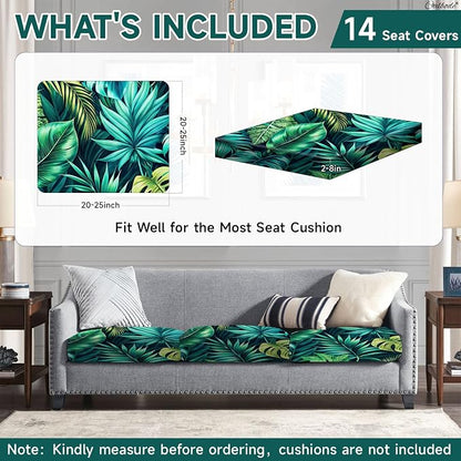 CALBODE 14 Pcs Stretch Outdoor Seat Cushion Covers, Breathable, Indoor/Outdoor - Image 2