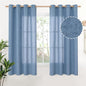 YoungsTex Blue Linen Curtains 63 Inch Length 2 Panels Set- Light Filtering by YoungsTex