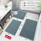 Arotive Luxury Chenille Bathroom Rug Mat, Extra Soft Thick Absorbent Shaggy Bath Rugs, Non-Slip Machine Wash Dry, Plush Bath Mats for Bathroom, Shower and Tub, 34x21, Smoky Gray