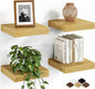 Fun Memories Floating Shelves for Wall, 8 Inch Set of 4 Rustic Wood Wall Shelves by FunMemories