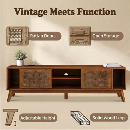 LKTART 68 Inch Mid Century Modern TV Stand - Image 5