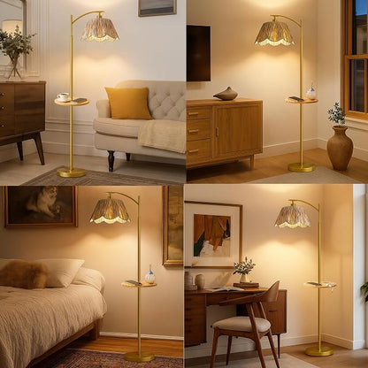 Oneach Floor Lamp with Table for Bedroom, Boho Standing Lamps with Foot Switch - Image 7