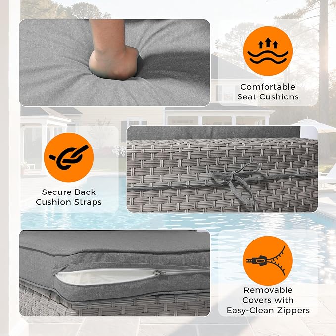 6-Seat Modular Patio Furniture Set – Outdoor Wicker Sectional Sofa - Image 6