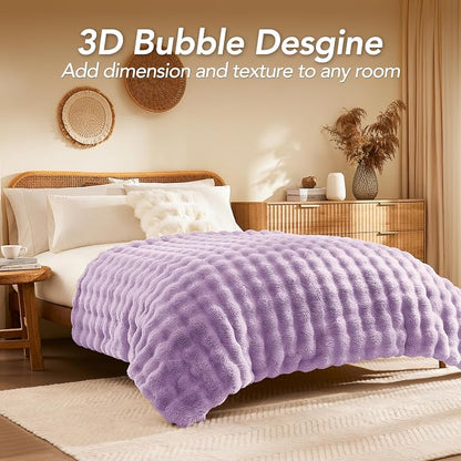 L'AGRATY Faux Rabbit Fur Throw Blanket - Image 3