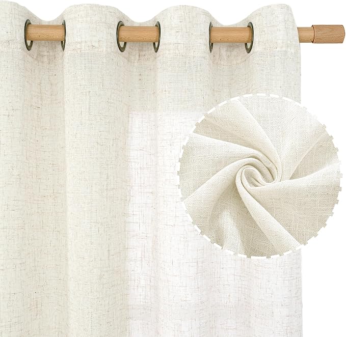 Cream Linen Curtains 72 inches Long - Image 2