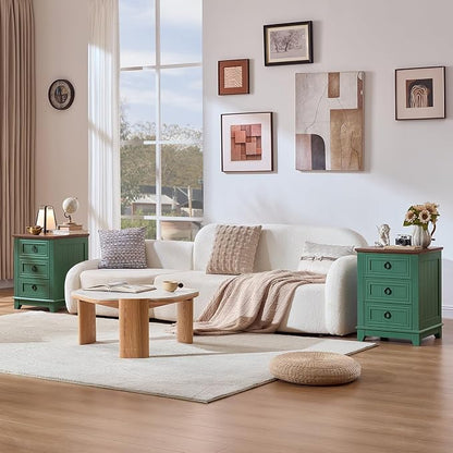 Joaxswe Farmhouse Night Stand Set of 2, Sofa Bed Side Table Chest of Drawers - Image 8