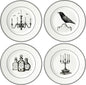 Lenox Dinnerware Set, Vintage Halloween 4-Piece Dessert Plate Set, Assorted, Set of 4 Ivory Porcelain Plates, Dishwasher Safe, Halloween Decor Indoor, Party Table Decorations (Black/White, 4 Piece)